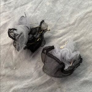 Elegant Black and White Floral Earrings